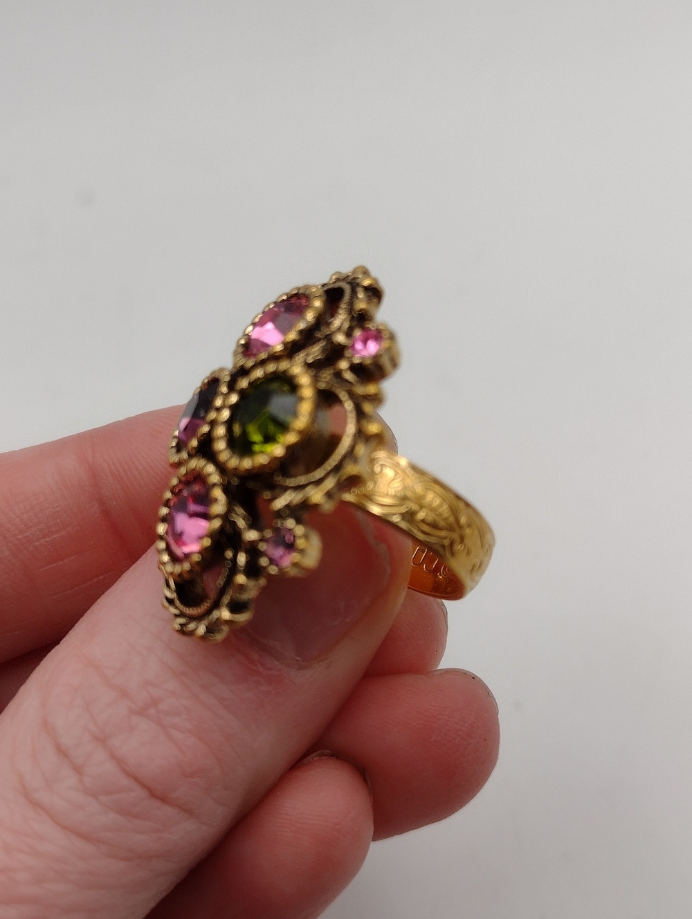 Vintage 70s Austrian Crystal Cocktail Ring - Picture 4 of 7
